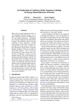 An Exploration of Arbitrary-Order Sequence Labeling via Energy-Based
  Inference Networks