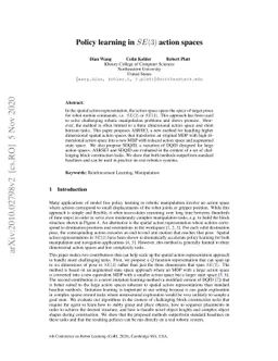 Policy learning in SE(3) action spaces