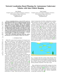 Network Localization Based Planning for Autonomous Underwater Vehicles
  with Inter-Vehicle Ranging