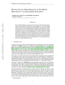 Human-Level Performance in No-Press Diplomacy via Equilibrium Search