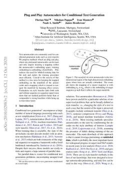 Plug and Play Autoencoders for Conditional Text Generation