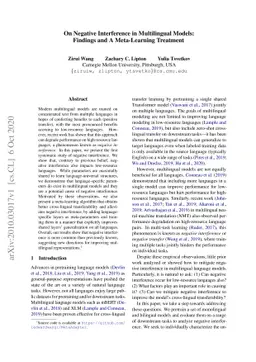 On Negative Interference in Multilingual Models: Findings and A
  Meta-Learning Treatment