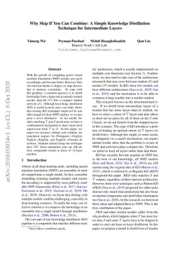 Why Skip If You Can Combine: A Simple Knowledge Distillation Technique
  for Intermediate Layers