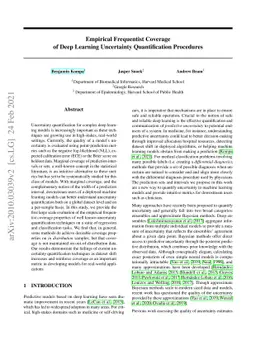 Empirical Frequentist Coverage of Deep Learning Uncertainty
  Quantification Procedures