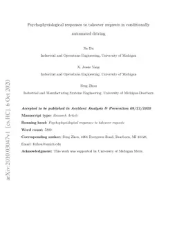 Psychophysiological responses to takeover requests in conditionally
  automated driving