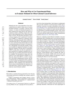 How and Why to Use Experimental Data to Evaluate Methods for
  Observational Causal Inference