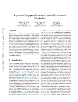 Sequential Changepoint Detection in Neural Networks with Checkpoints