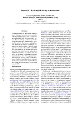 Beyond [CLS] through Ranking by Generation