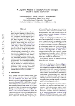 A Linguistic Analysis of Visually Grounded Dialogues Based on Spatial
  Expressions