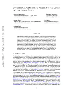 Conditional Generative Modeling via Learning the Latent Space