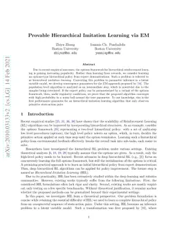 Provable Hierarchical Imitation Learning via EM