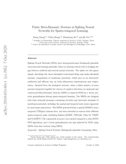 Finite Meta-Dynamic Neurons in Spiking Neural Networks for
  Spatio-temporal Learning