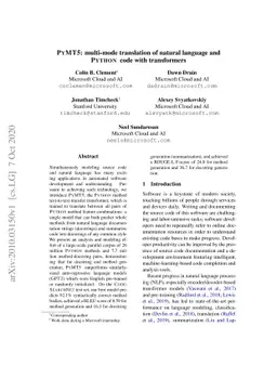 PyMT5: multi-mode translation of natural language and Python code with
  transformers