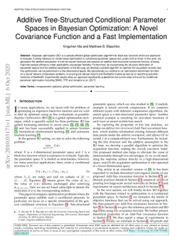 Additive Tree-Structured Conditional Parameter Spaces in Bayesian
  Optimization: A Novel Covariance Function and a Fast Implementation