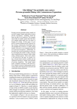 Like hiking? You probably enjoy nature: Persona-grounded Dialog with
  Commonsense Expansions