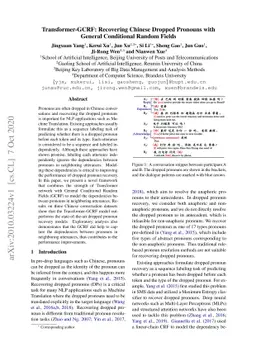 Transformer-GCRF: Recovering Chinese Dropped Pronouns with General
  Conditional Random Fields