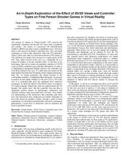 An In-Depth Exploration of the Effect of 2D/3D Views and Controller
  Types on First Person Shooter Games in Virtual Reality
