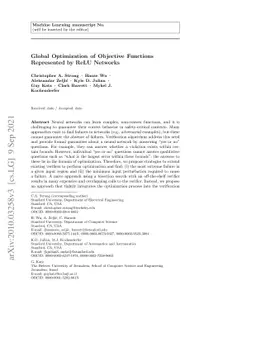 Global Optimization of Objective Functions Represented by ReLU Networks