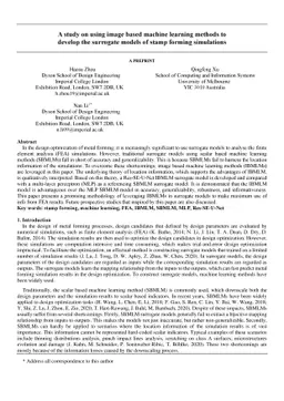 A study on using image based machine learning methods to develop the
  surrogate models of stamp forming simulations