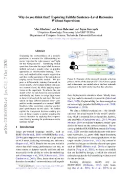 Why do you think that? Exploring Faithful Sentence-Level Rationales
  Without Supervision