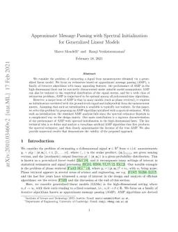 Approximate Message Passing with Spectral Initialization for Generalized
  Linear Models