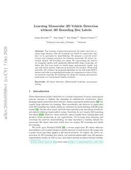 Learning Monocular 3D Vehicle Detection without 3D Bounding Box Labels