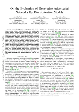 On the Evaluation of Generative Adversarial Networks By Discriminative
  Models