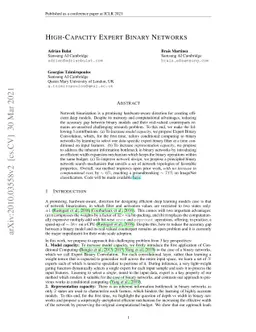 High-Capacity Expert Binary Networks