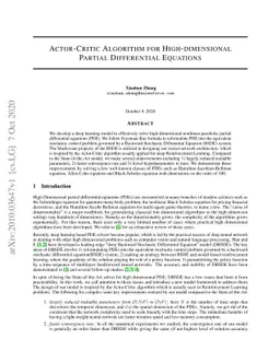 Actor-Critic Algorithm for High-dimensional Partial Differential
  Equations