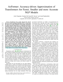 AxFormer: Accuracy-driven Approximation of Transformers for Faster,
  Smaller and more Accurate NLP Models