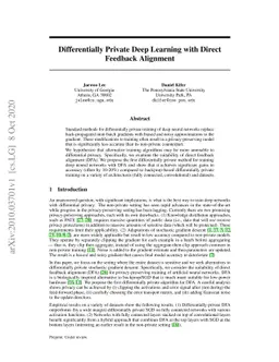 Differentially Private Deep Learning with Direct Feedback Alignment