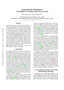 Latent linguistic embedding for cross-lingual text-to-speech and voice
  conversion