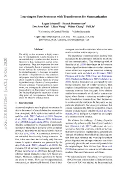 Learning to Fuse Sentences with Transformers for Summarization