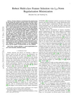 Robust Multi-class Feature Selection via $l_{2,0}$-Norm Regularization
  Minimization