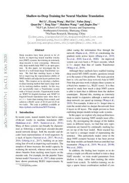 Shallow-to-Deep Training for Neural Machine Translation