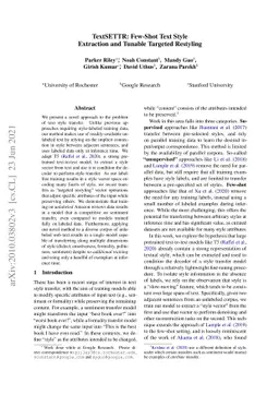 TextSETTR: Few-Shot Text Style Extraction and Tunable Targeted Restyling