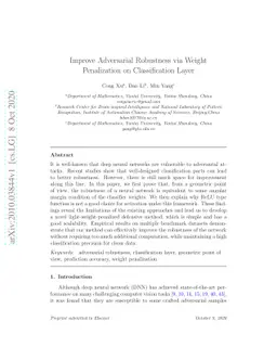Improve Adversarial Robustness via Weight Penalization on Classification
  Layer