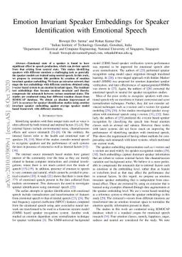 Emotion Invariant Speaker Embeddings for Speaker Identification with
  Emotional Speech