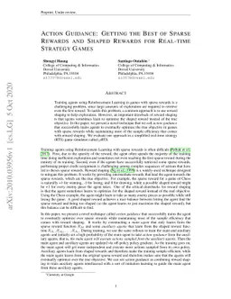 Action Guidance: Getting the Best of Sparse Rewards and Shaped Rewards
  for Real-time Strategy Games