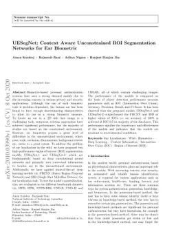 UESegNet: Context Aware Unconstrained ROI Segmentation Networks for Ear
  Biometric