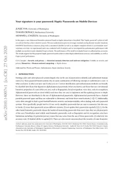 Your signature is your password: Haptic Passwords on Mobile Devices