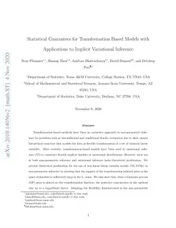 Statistical Guarantees for Transformation Based Models with Applications
  to Implicit Variational Inference