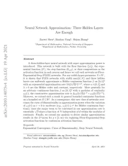 Neural Network Approximation: Three Hidden Layers Are Enough