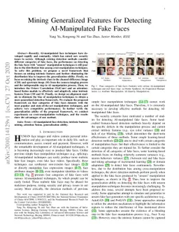 Mining Generalized Features for Detecting AI-Manipulated Fake Faces