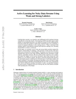 Active Learning for Noisy Data Streams Using Weak and Strong Labelers