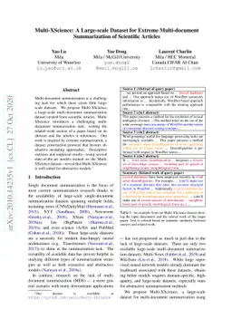 Multi-XScience: A Large-scale Dataset for Extreme Multi-document
  Summarization of Scientific Articles