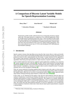 A Comparison of Discrete Latent Variable Models for Speech
  Representation Learning