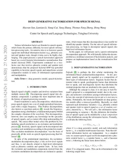Deep generative factorization for speech signal