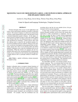 Squeezing value of cross-domain labels: a decoupled scoring approach for
  speaker verification