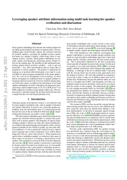 Leveraging speaker attribute information using multi task learning for
  speaker verification and diarization